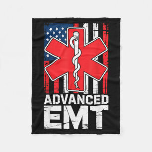 American Flag Advanced Emt Aemt Medical Technician Fleece Blanket