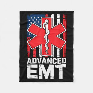 American Flag Advanced Emt Aemt Medical Technician Fleece Blanket