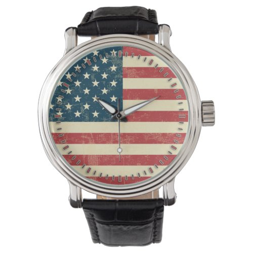 American Flag Aged Faded Watch