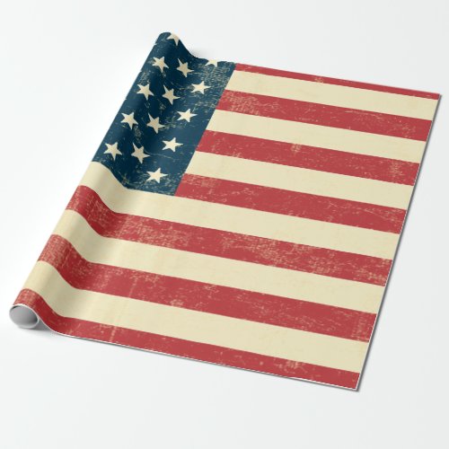 American Flag Aged faded Wrapping Paper