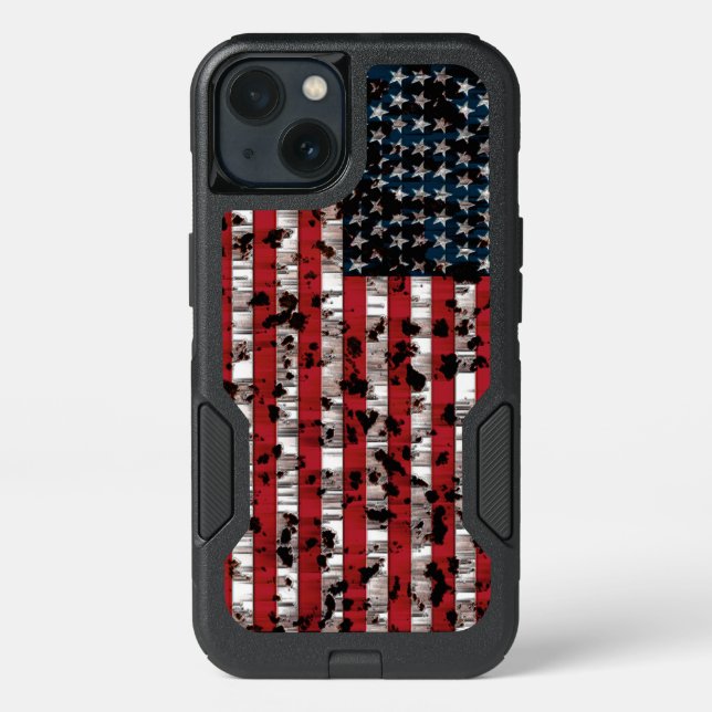 American Flag Aged Otterbox iPhone Case (Back)