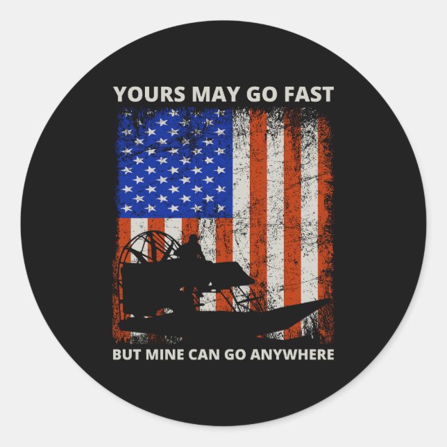 American Flag Airboat Fanboat Airboating Planeboat Classic Round Sticker (Front)