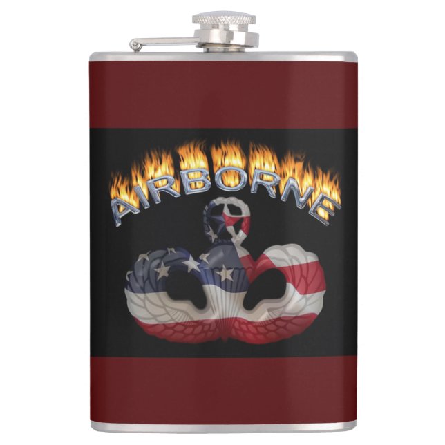 American Flag Airborne Wings Flask (Front)