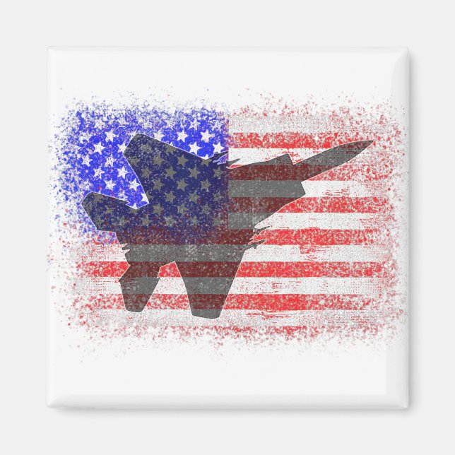 American Flag Airplane  Patriotic Air Force War Pl Magnet (Front)