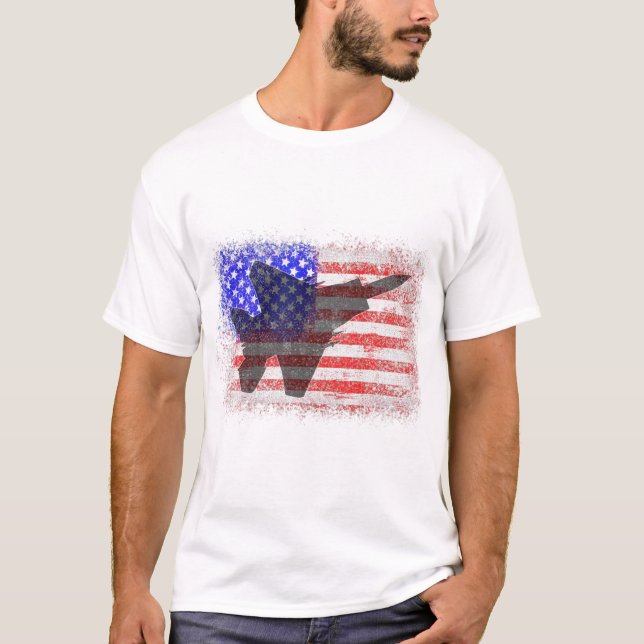 American Flag Airplane  Patriotic Air Force War Pl T-Shirt (Front)
