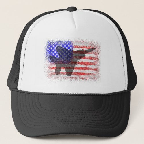American Flag Airplane  Patriotic Air Force War Pl Trucker Hat