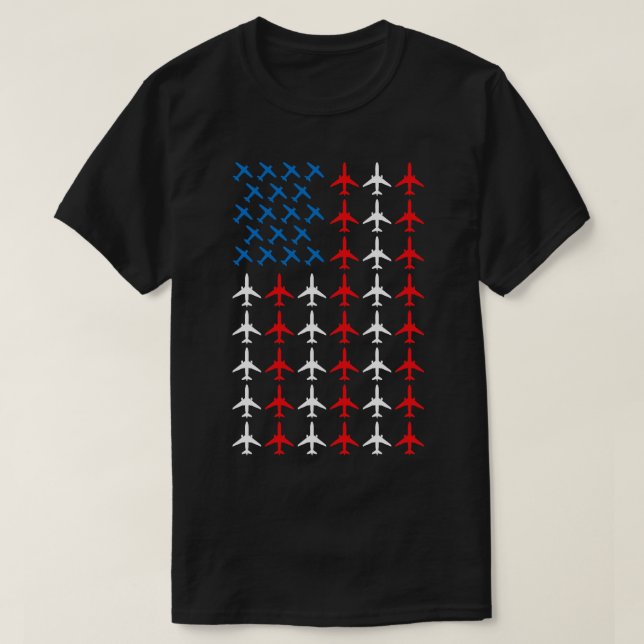 American Flag Airplanes T-Shirt (Design Front)