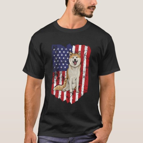 American Flag Akita 4Th Of July Usa T_Shirt