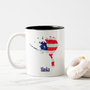 American Flag Alaska United States Two-Tone Coffee Mug