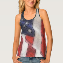 American Flag All-Over Print Racerback Tank Top