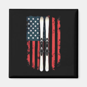 American Flag Alpine Skiing Skier 1 Magnet
