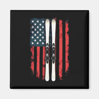 American Flag Alpine Skiing Skier 1 Magnet