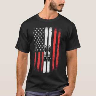 American Flag Alpine Skiing Skier _1  T-Shirt