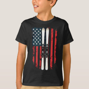 American Flag Alpine Skiing Skier 1 T-Shirt