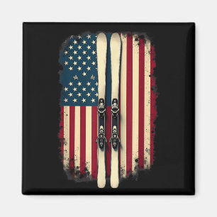 American Flag Alpine Skiing Skier _2  Magnet