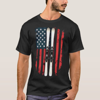 American Flag Alpine Skiing Skier _2 T-Shirt