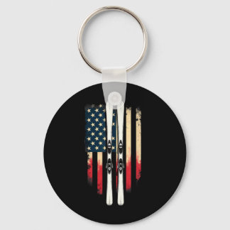 American Flag Alpine Skiing Skier _4 Keychain