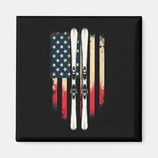 American Flag Alpine Skiing Skier _4 Magnet