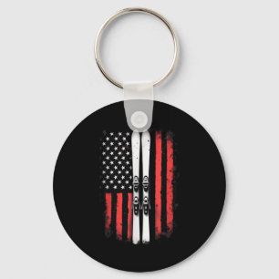 American Flag Alpine Skiing Skier _5 Keychain