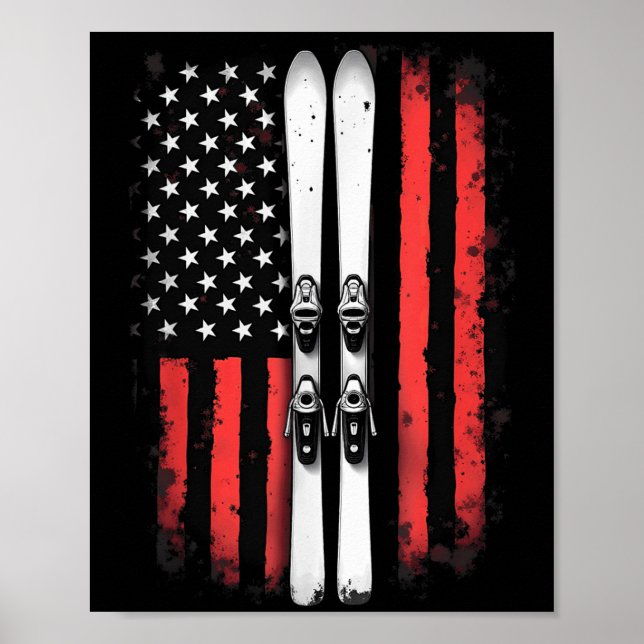 American Flag Alpine Skiing Skier _5  Poster (Front)