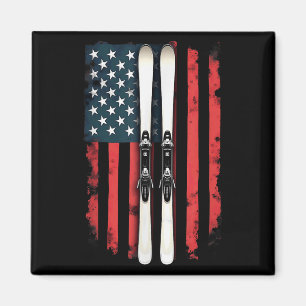 American Flag Alpine Skiing Skier _6 Magnet