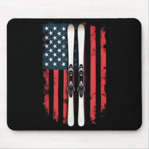 American Flag Alpine Skiing Skier _6 Mouse Pad