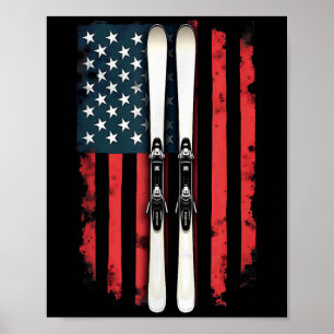 American Flag Alpine Skiing Skier _6  Poster