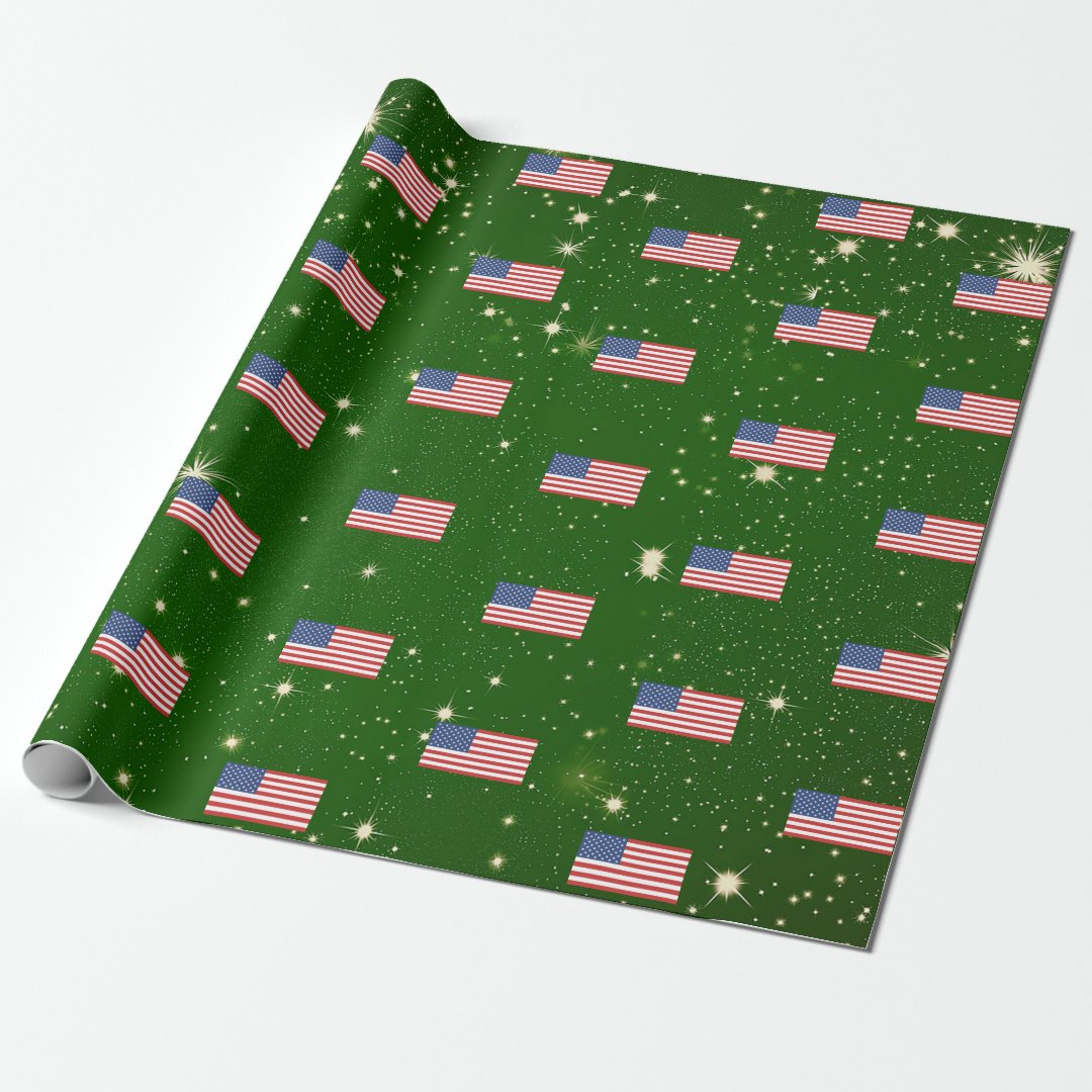 American Flag America USA Patriotic Christmas Wrapping Paper Zazzle