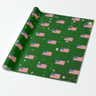 American Flag America USA Patriotic Christmas Wrapping Paper