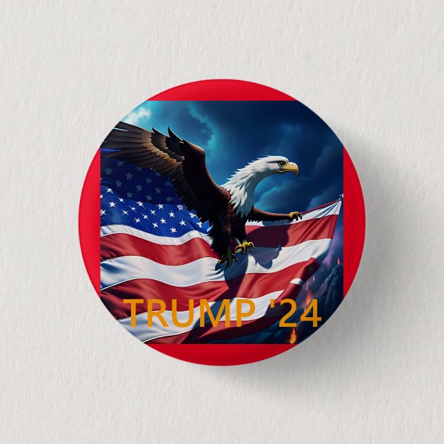 American Flag American Eagle TRUMP 2024 Button (Front)