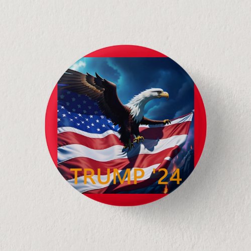 American Flag American Eagle TRUMP 2024 Button