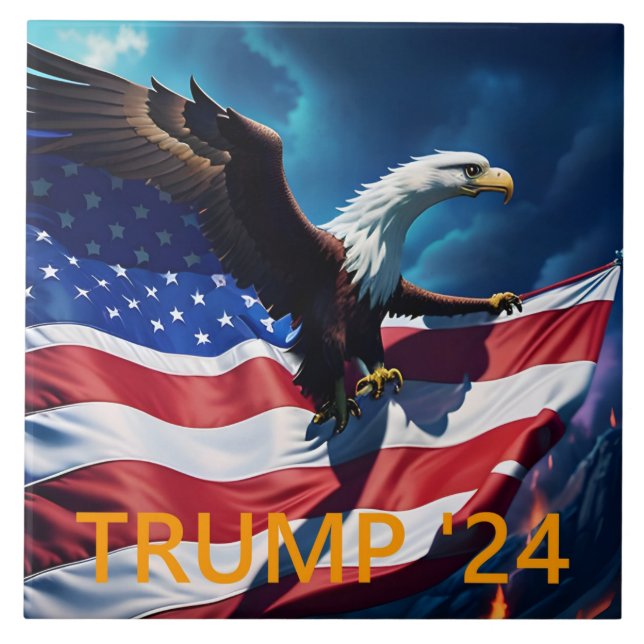 American Flag American Eagle TRUMP 2024 Ceramic Tile (Front)