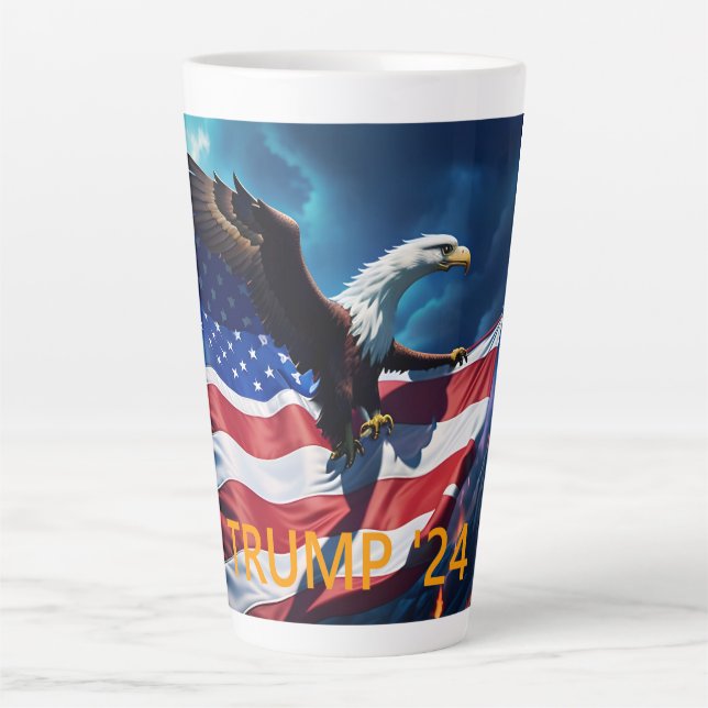 American Flag American Eagle TRUMP 2024 Latte Mug (Front)