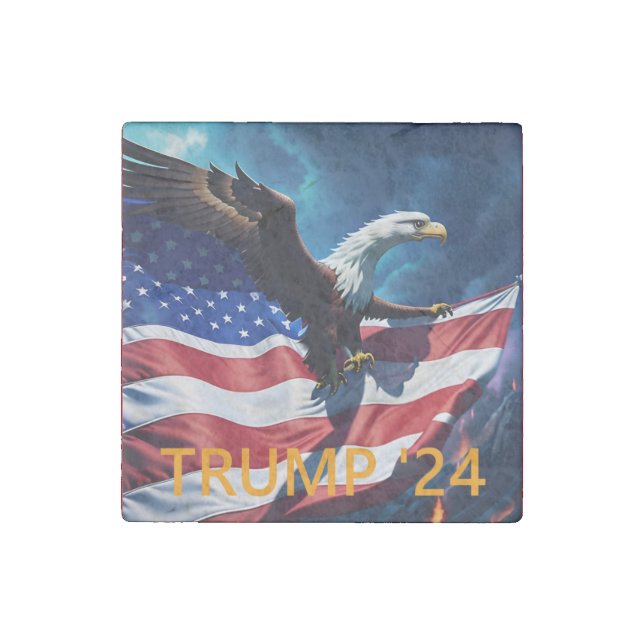 American Flag American Eagle TRUMP 2024 Stone Magnet (Front)