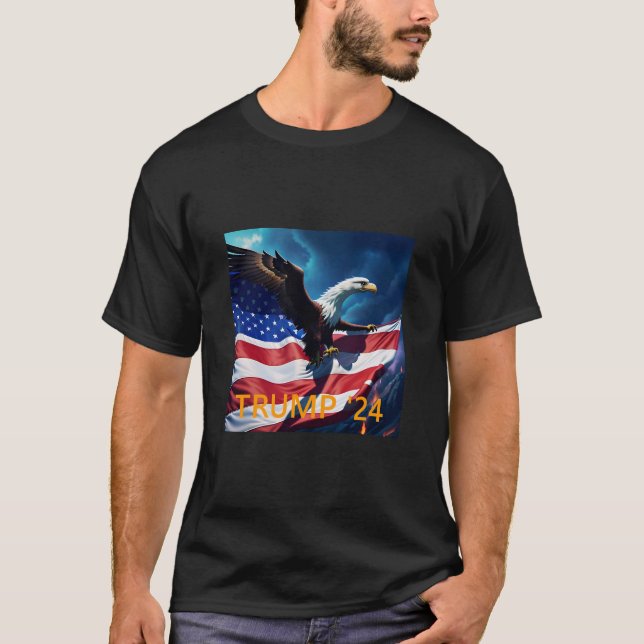 American Flag American Eagle TRUMP 2024 T-Shirt (Front)