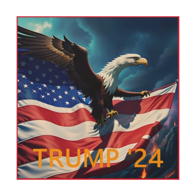 American Flag American Eagle TRUMP 2024 Wood Wall Art (Front)