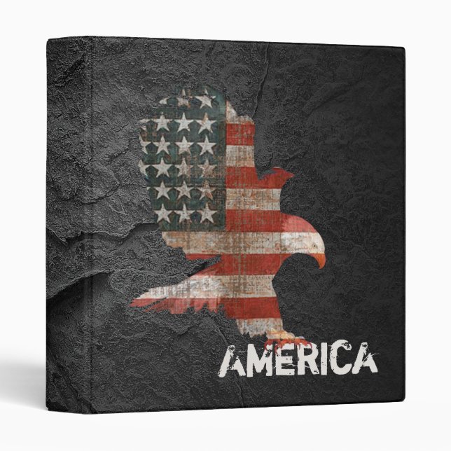 American Flag and Bald Eagle 3 Ring Binder (Front/Spine)