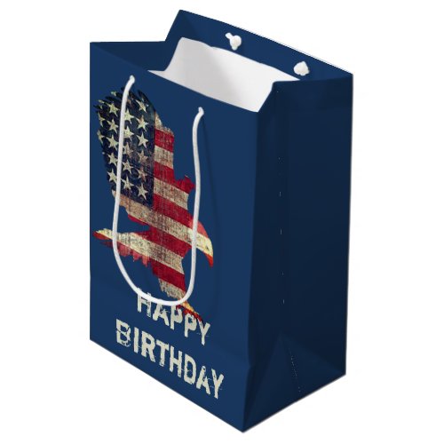 American Flag and Bald Eagle Birthday Medium Gift Bag