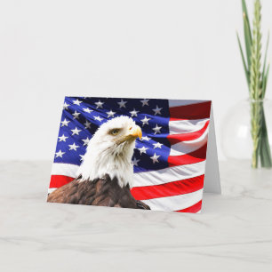 American Flag and Bald Eagle Card