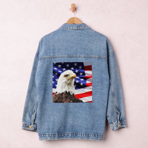 American Flag and Bald Eagle Denim Jacket