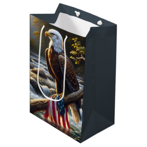 American Flag and Bald Eagle for Birthday Medium Gift Bag