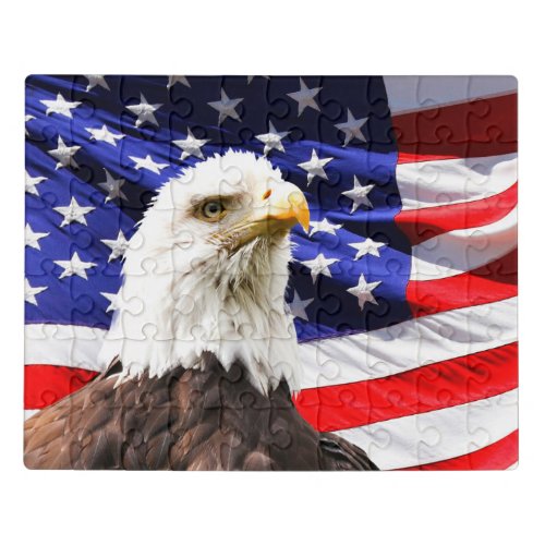 American Flag and Bald Eagle Jigsaw Puzzle