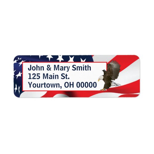 American Flag and Bald Eagle Label
