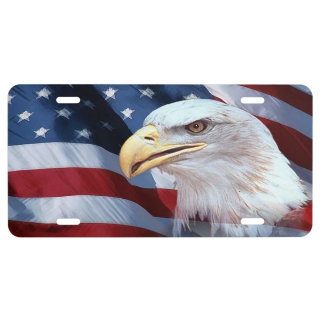 American Flag and Bald Eagle License Plate (Front)