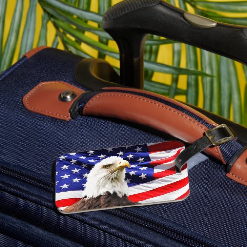 American Flag and Bald Eagle Luggage Tag