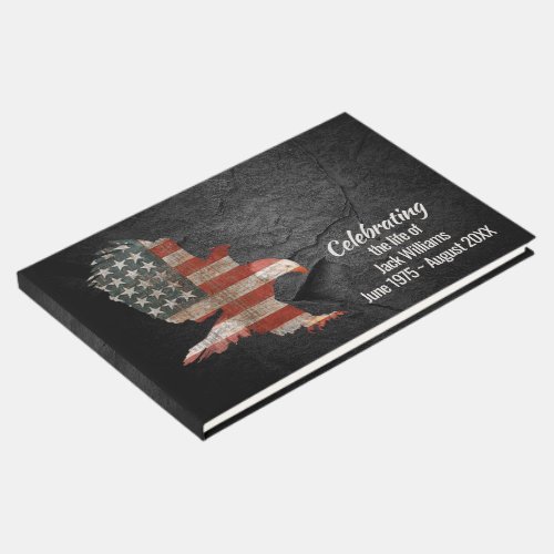 American Flag and Bald Eagle Memorial Service Guest Book