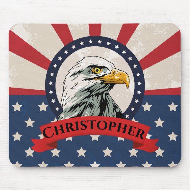 American Flag and Bald Eagle Mouse Pad (Front)