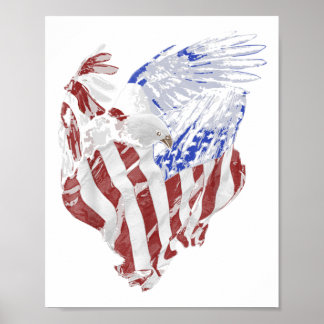 American Flag and Bald Eagle Patriotic Poster