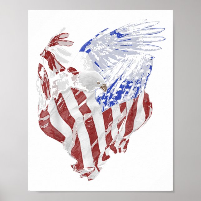 American Flag and Bald Eagle Patriotic  Poster (Front)