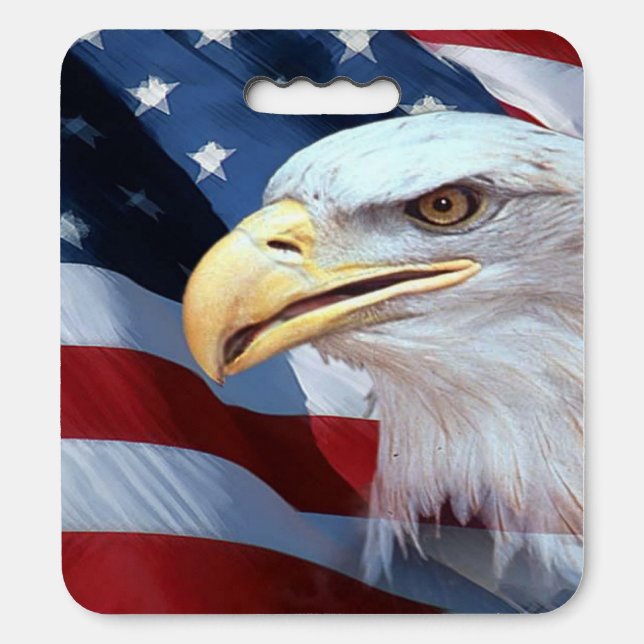 American Flag and Bald Eagle Seat Cushion (Front Vertical)